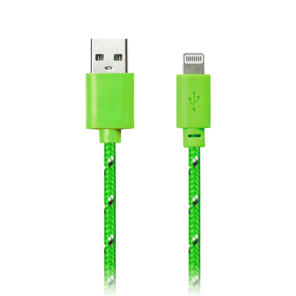 Дата-кабель USB - 8-PIN для APPLE, нейлон, длина 1 м, зеленый SMARTBUY IK-512N GREEN