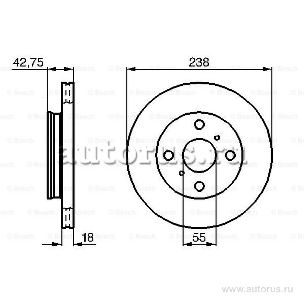 Диск тормозной передний TOYOTA STARLET ALL ABS 89 BOSCH 0986478438