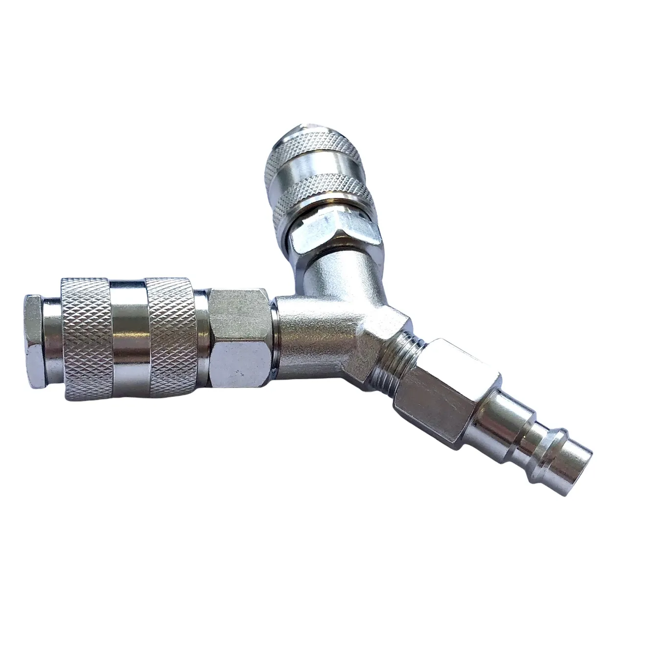 Быстросъем автомат двойник Y-образный со штуцером PEGAS PNEUMATIC 3303