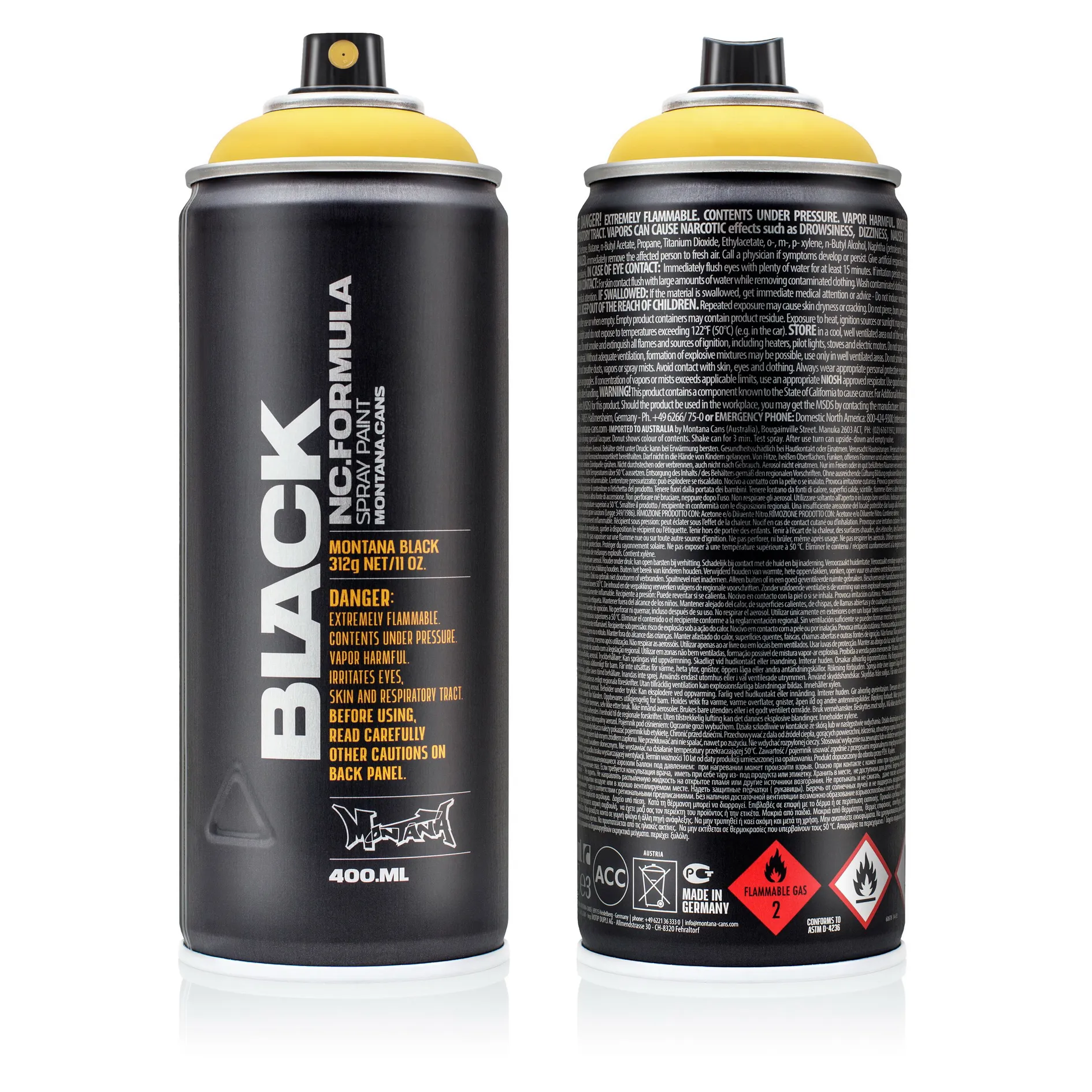 Краска BLACK пасхально-желтая MONTANA CANS 1010 BLK