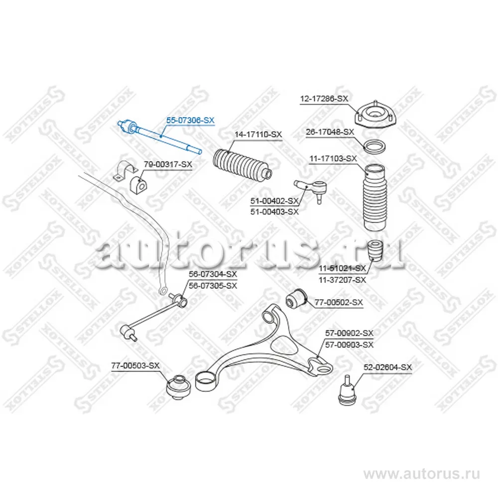 Тяга рулевая Hyundai Santa Fe 06> STELLOX 55-07306-SX
