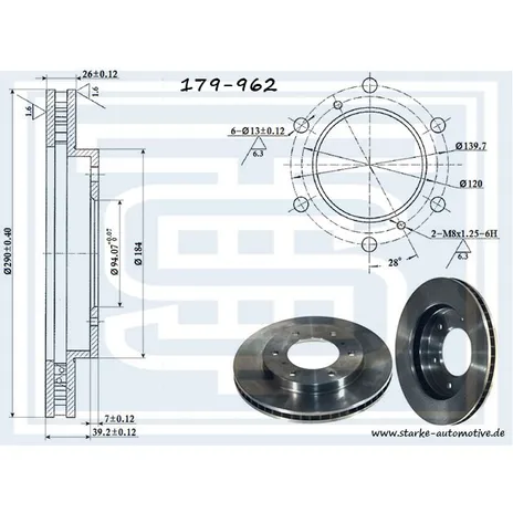 Диск тормозной передний MITSUBISHI PAJERO III-IV 04.2000-- 290X26 STARKE 179-962