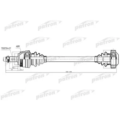 Полуось левая 27x622x64 ABS: 48T BMW: 3 98-05 , 3 COMPACT PATRON PDS0249