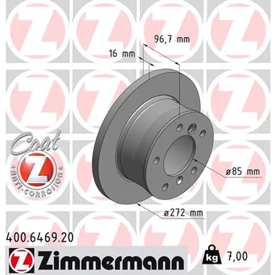 Диск тормозной задний MB ZIMMERMANN 400646920
