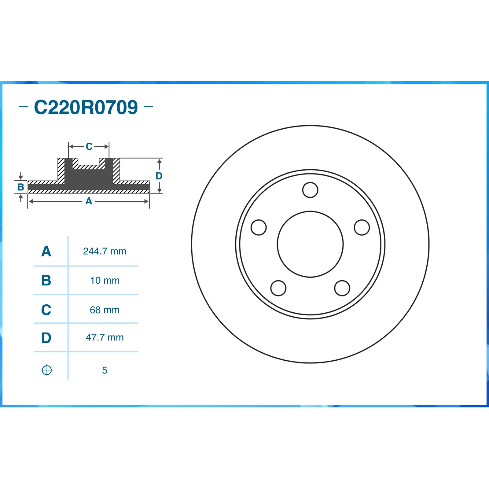 Диск тормозной задний CWORKS C220R0709