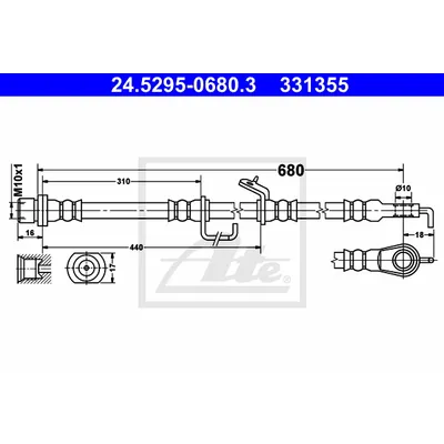 Шланг тормозной передний L ATE 24.5295-0680.3