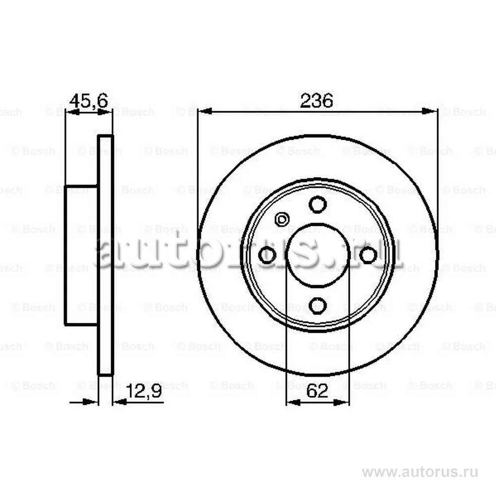 Диск тормозной передний SKODA FELICIA BOSCH 0 986 478 859