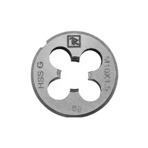 Плашка D-DRIVE круглая ручная с направляющей в наборе М10х1.5, HSS, Ф25х9 мм THORVIK MDG1015