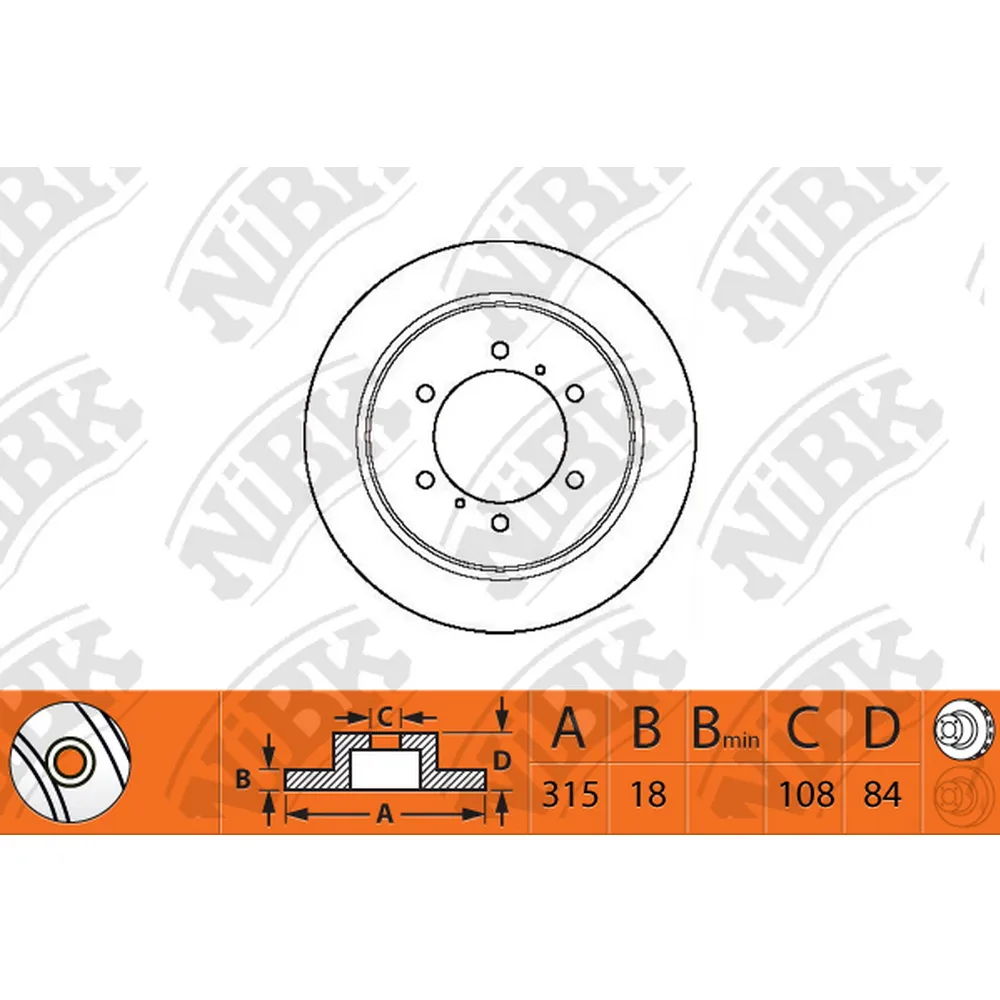 Диск тормозной задний MITSUBISHI PAJERO II /D=315MM NIBK RN1119