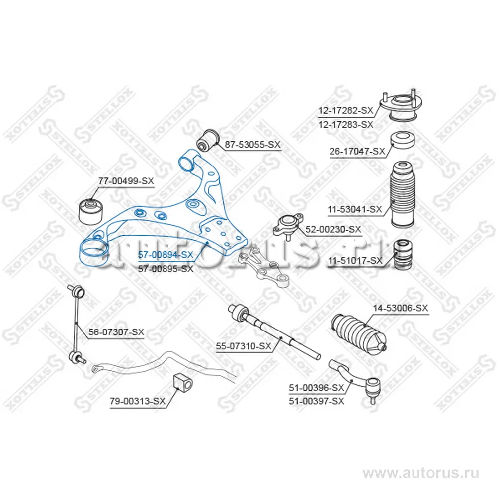 Рычаг нижний левый Hyundai i30 1.6 07> STELLOX 57-00894-SX