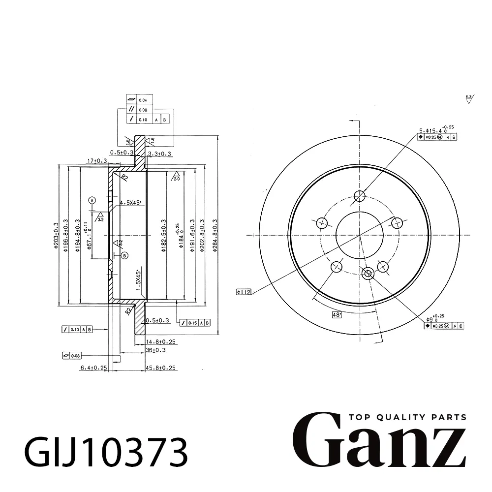 Диск тормозной задний с покрытием для MB: M-CLASS (98-05) GANZ GIJ10373