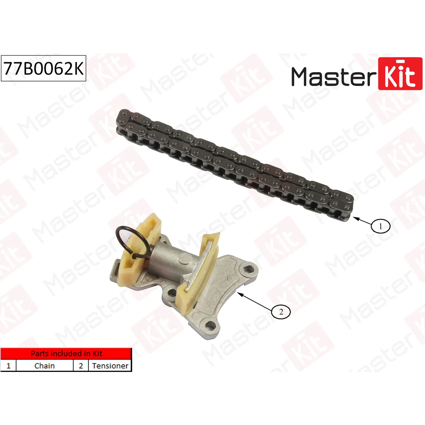 Комплект цепи ГРМ (без звездочек) AUDI,Volkswagen:2.0TSi/TFSi 04- MASTERKIT 77B0062K