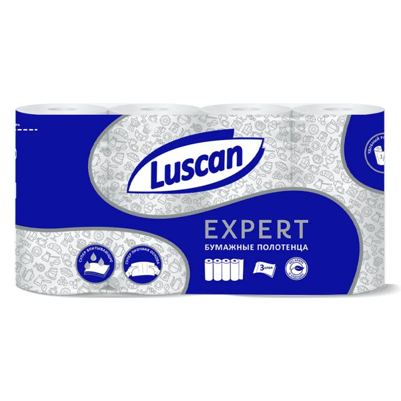 Полотенца бумажные Luscan Expert 3сл с тиснением и перф 4шт/уп 1574573