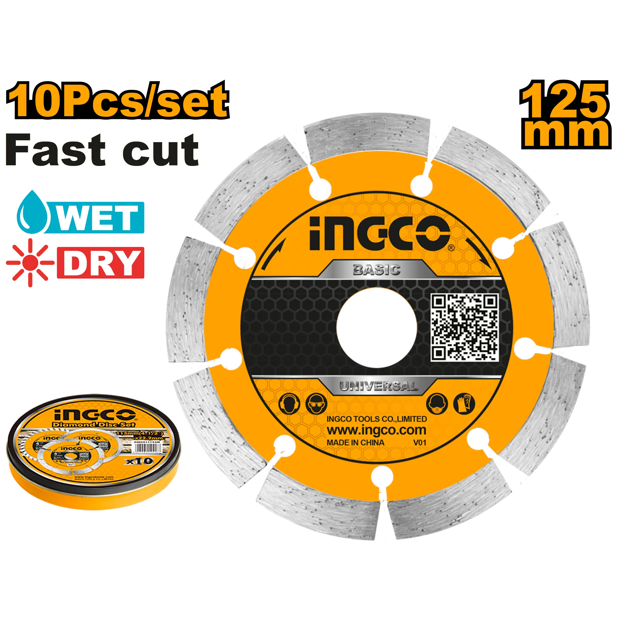 Диск алмазный сегментированный 125 мм INGCO DMD011252M