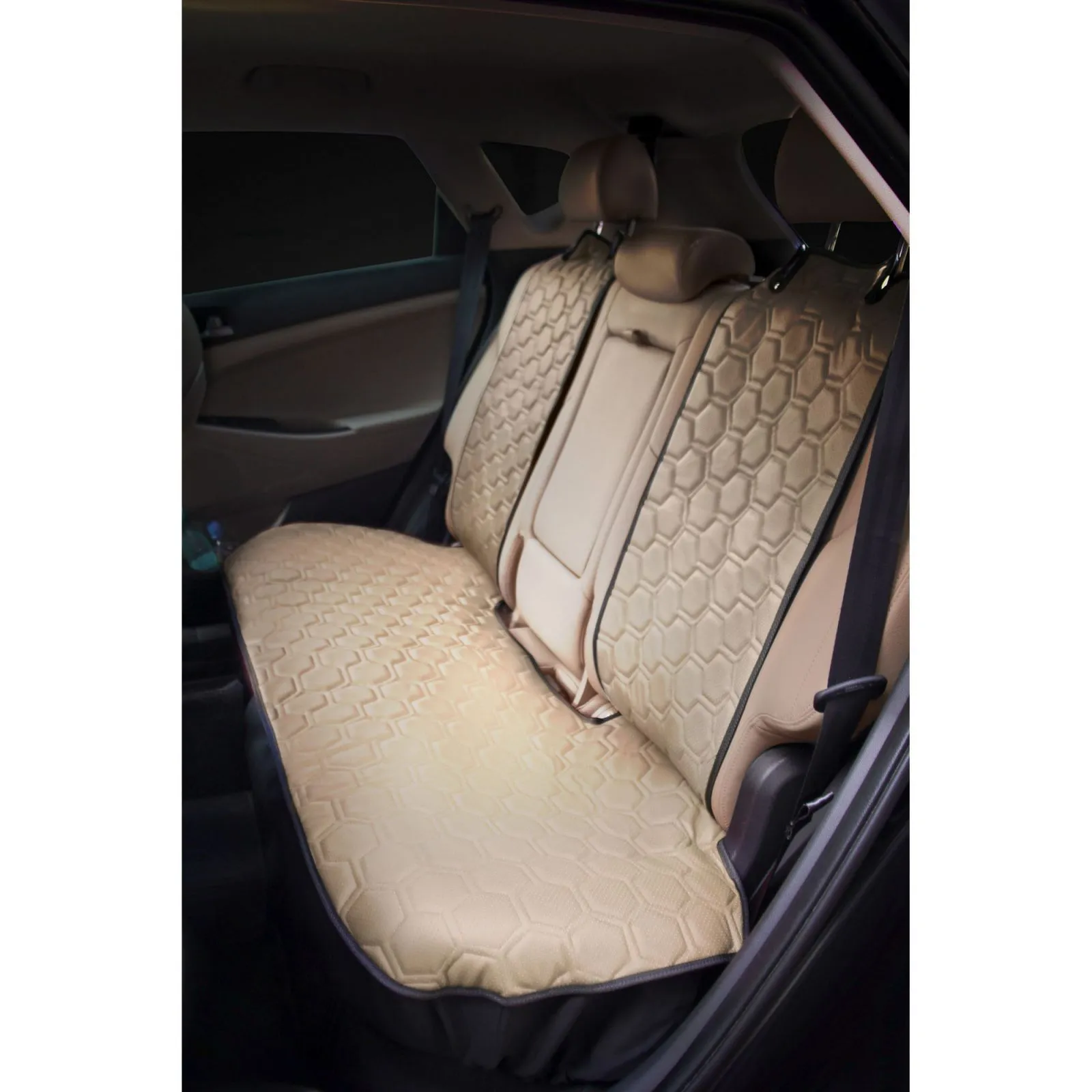 Накидка Алькантара, задняя (3 предмета), экокожа с перфорацией, бежевая AIRLINE ACS-SB-03