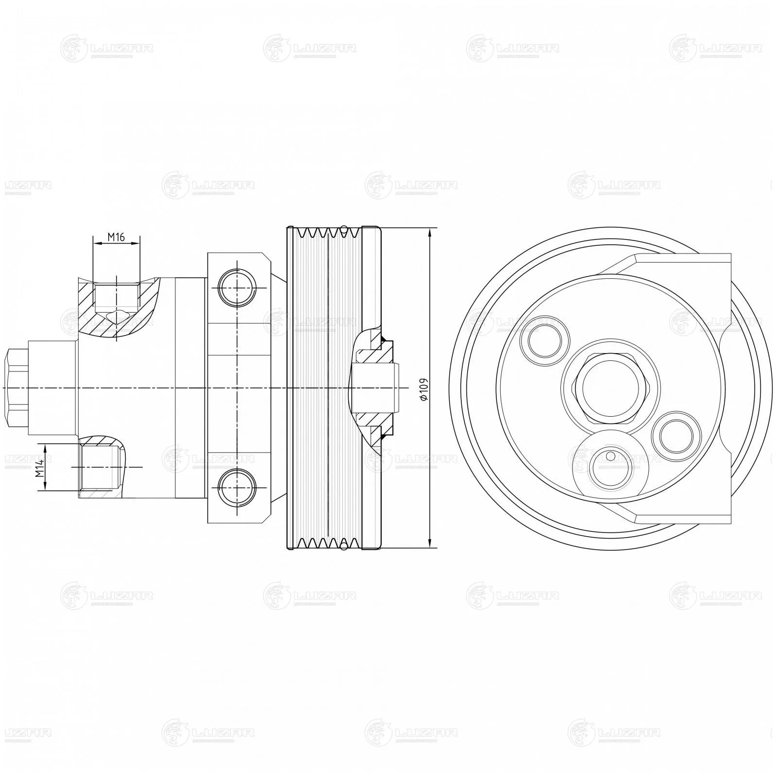 Насос ГУР (штуцер торц. М14) для ГАЗ Соболь 2217 с дв. ЗМЗ-406 LUZAR LPS 0305