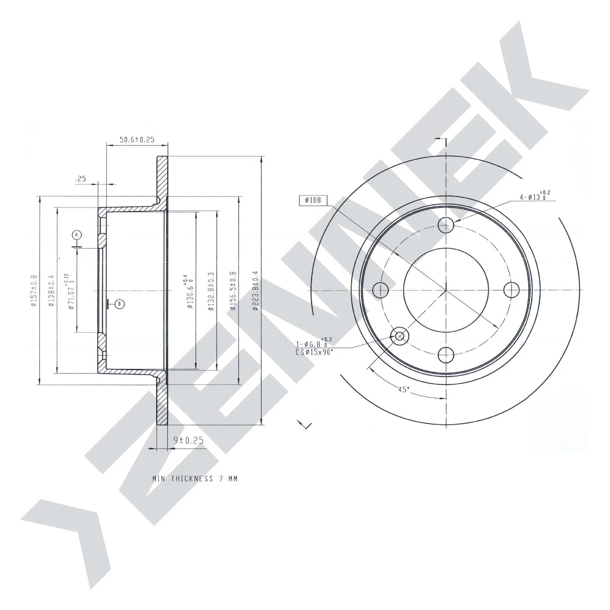 Диск тормозной задний CITRON XANTIA 93-03 (2 шт) ZENNEK DBD0141