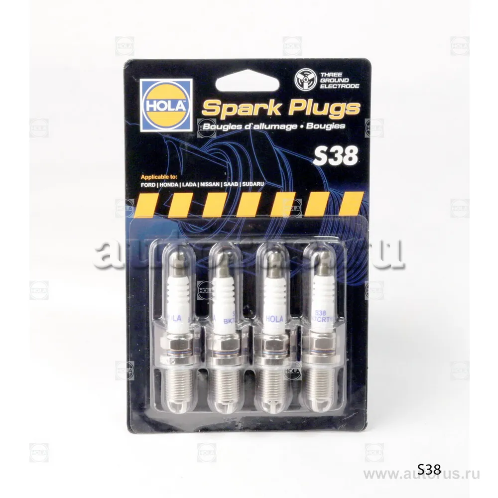 Свечи зажигания трехэлектродная 16V LADA 2110-12/Kalina (1117-19)/Priora (2170-72) HOLA S38