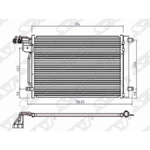 Радиатор кондиционера Volkswagen Polo 5 / A1 / Ibiza / Rapid / Fabia 2 2010-2014 рестайлинг SAT STVW013940