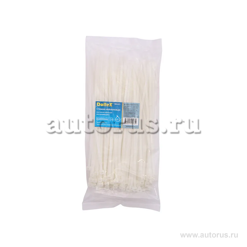 Стяжки нейлоновые, хомуты 4х200 уп 100 шт белый DOLLEX SN-421