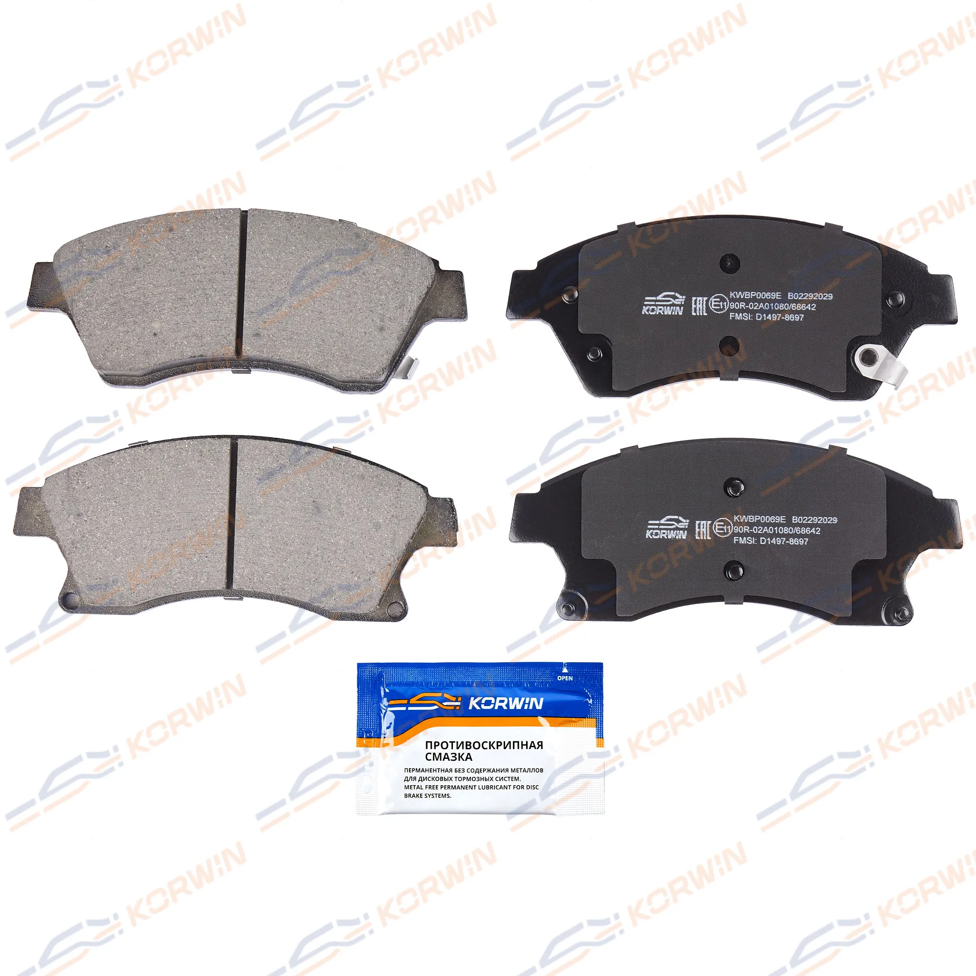 Колодки тормозные перед. ECOLine. Chevrolet Aveo (T300) 11-/Opel Astra J 09- KORWIN KWBP0069E