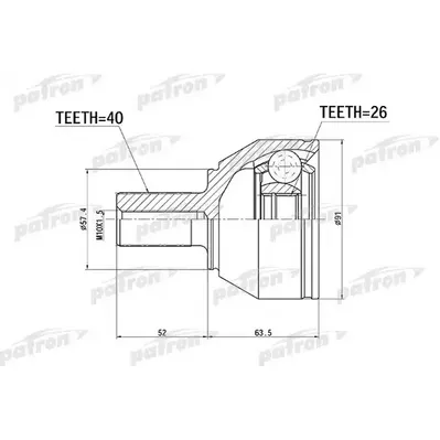 ШРУС наружный 40x57.4x26 FORD MONDEO CA2 07- PATRON PCV1337