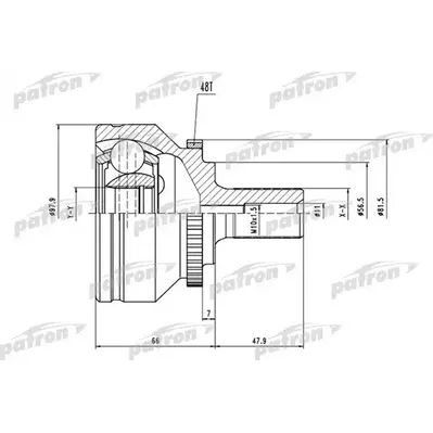 ШРУС наружн к-кт 36x56.5x27 ABS:48T VOLVO: C70 кабрио 9 PATRON PCV1538