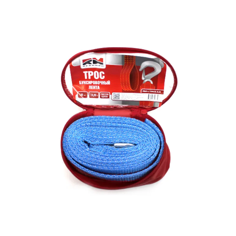 Трос буксировочный лента 5 м 3.5 т петля/крюк REDMARK RM-LTPK5.3,5