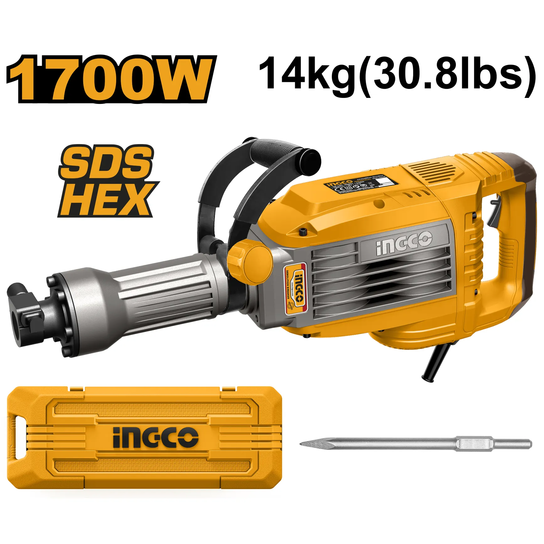 Отбойный молоток SDS-HEX 1700 Вт INDUSTRIAL INGCO PDB170068