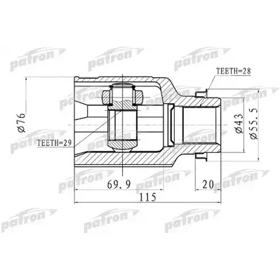 ШРУС внутренний правый 29x43x28 MAZDA 323 BJ 98-04, MAZ PATRON PCV1011