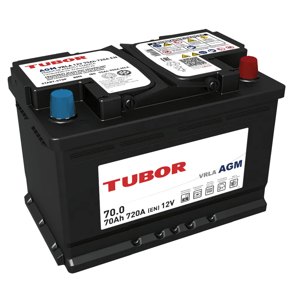 Аккумулятор TUBOR AGM 70 А/ч Обратная 278x175x190 EN720 А