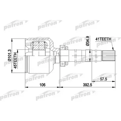 ШРУС внутренний правый 41x101.3x45 CITROEN: JUMPER БОРТ PATRON PCV5012