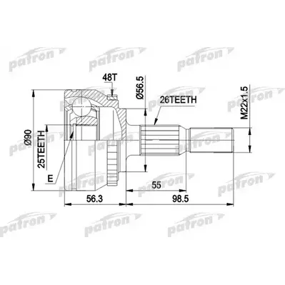 ШРУС наружн к-кт 26x56.5x25 ABS:48T VOLVO: 850 2.4 кром PATRON PCV1133