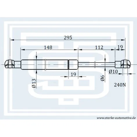Амортизатор багажника MER W221 --12.2013 L295mm / 240N STARKE 182-106