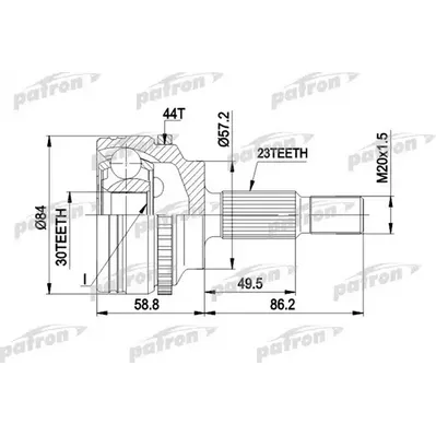 ШРУС наружн к-кт 23x57.5x30 ABS:44T RENAULT: KANGOO 1.2 PATRON PCV1542