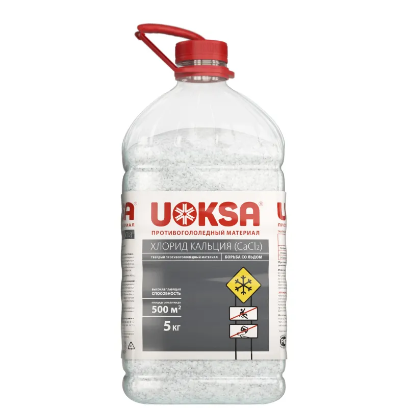 Реагент противогололедный UOKSA Хлористый кальций 5кг бутылка 1645840