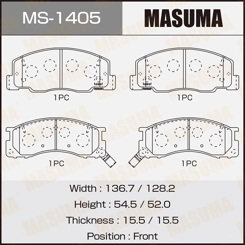 Колодки передние DAIHATSU DELTA VAN MASUMA MS-1405