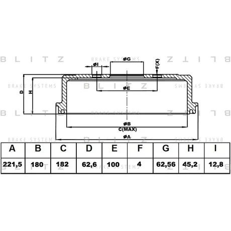 Барабан тормозной HYUNDAI Accent 00-> BLITZ BT0138