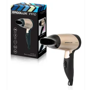 Фен со складной ручкой, 1200 Вт, 220-240В черный/золото PRO ERGOLUX ELX-HD01-C64