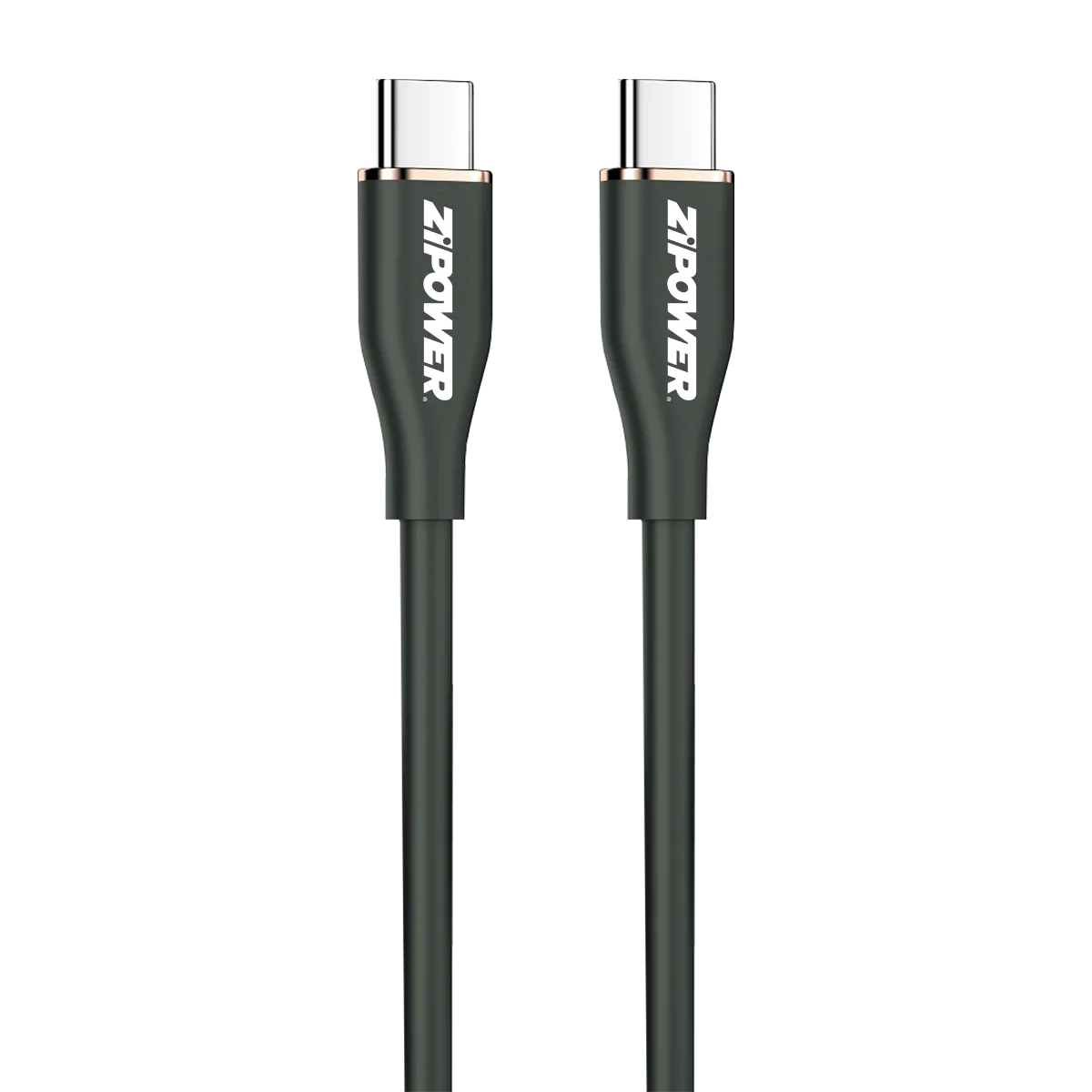 Силиконовый USB кабель Type-C Type-C, 3 A быстрая зарядка, 1 м, передача данных 480 Мбит/с, черный ZIPOWER PM6740