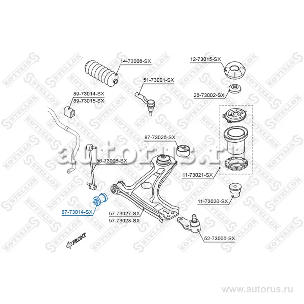 Сайлентблок рычага пер. Daewoo Tacuma/Rezzo 99>/Lacetti 04> STELLOX 87-73014-SX
