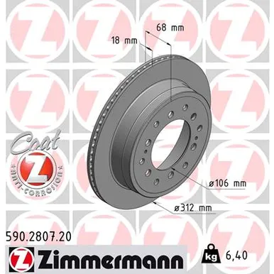 Диск тормозной ZIMMERMANN 590280720