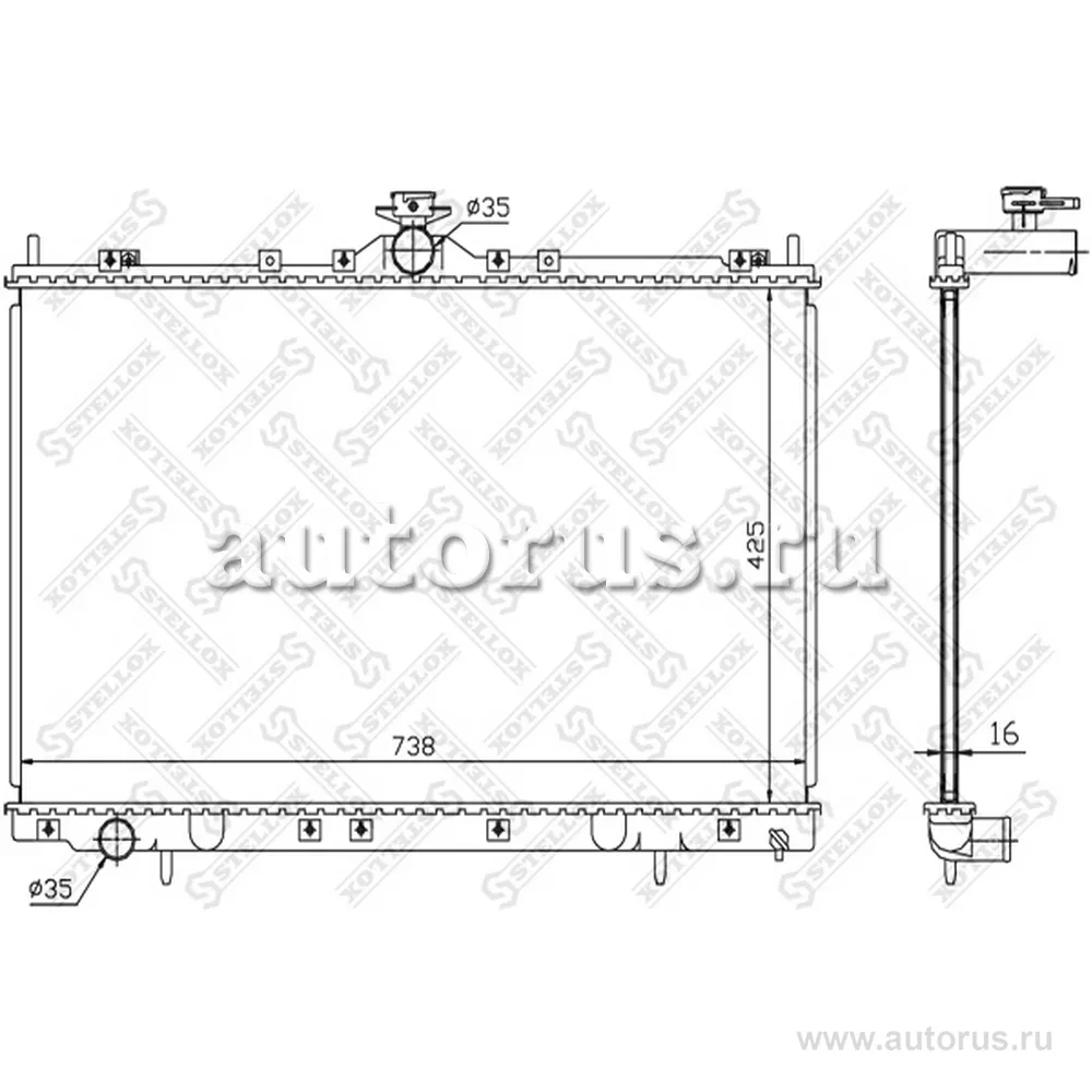 Радиатор системы охлаждения МКПП Mitsubishi Grandis 2.4i 16V 03> STELLOX 10-26694-SX