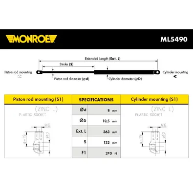 Газовый упор багажника MONROE ml5490