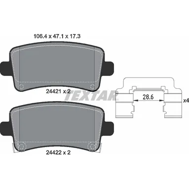 Колодки задние с противошумной пластиной Q+ CHEVROLET HOLDEN OPEL SAAB VAUXHALL TEXTAR 2442102