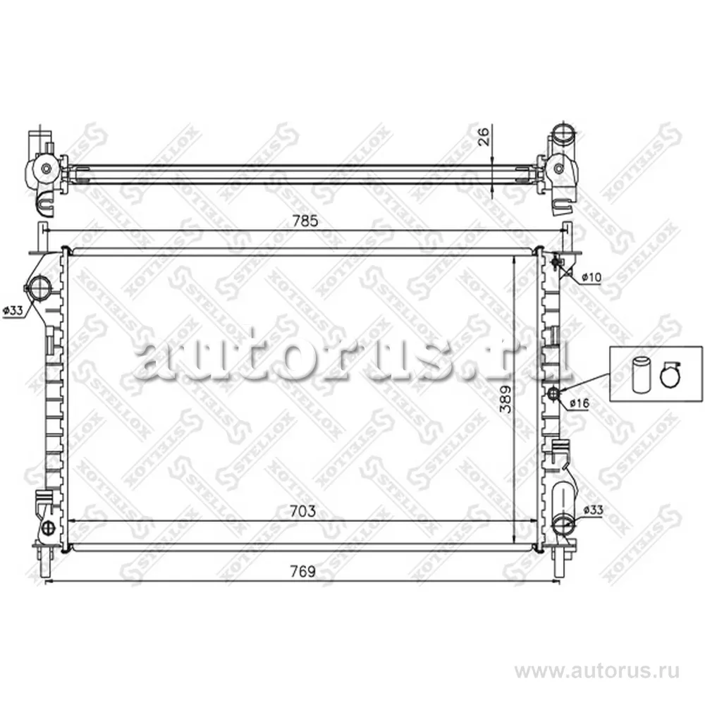 Радиатор Ford Transit Connect 1.8i 04> STELLOX 10-25395-SX