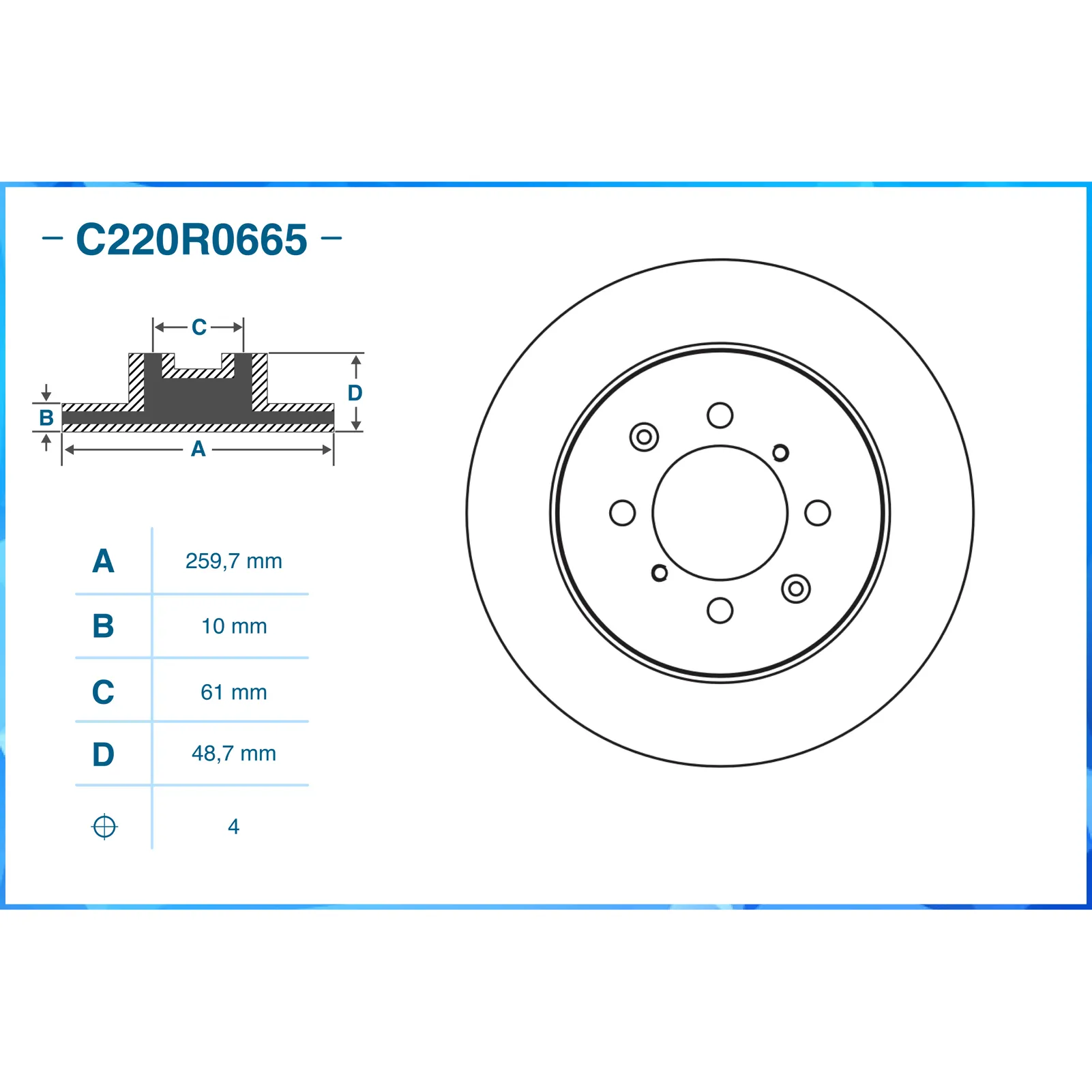 Диск тормозной задний CWORKS C220R0665