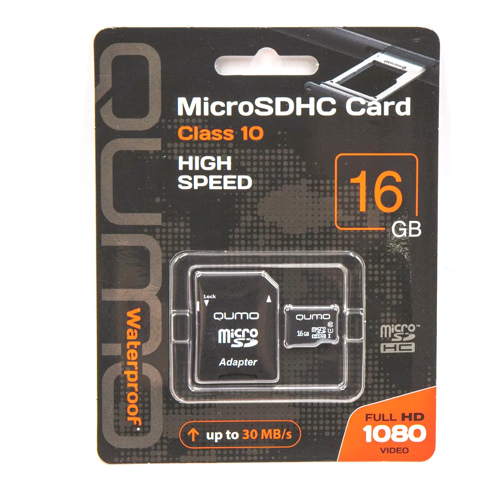 Карта памяти , Secure Digital Micro 16Gb, SDHC, class 10 QUMO 17560