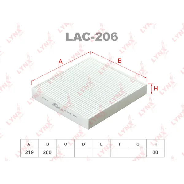 Фильтр салонный LYNXauto LAC-206
