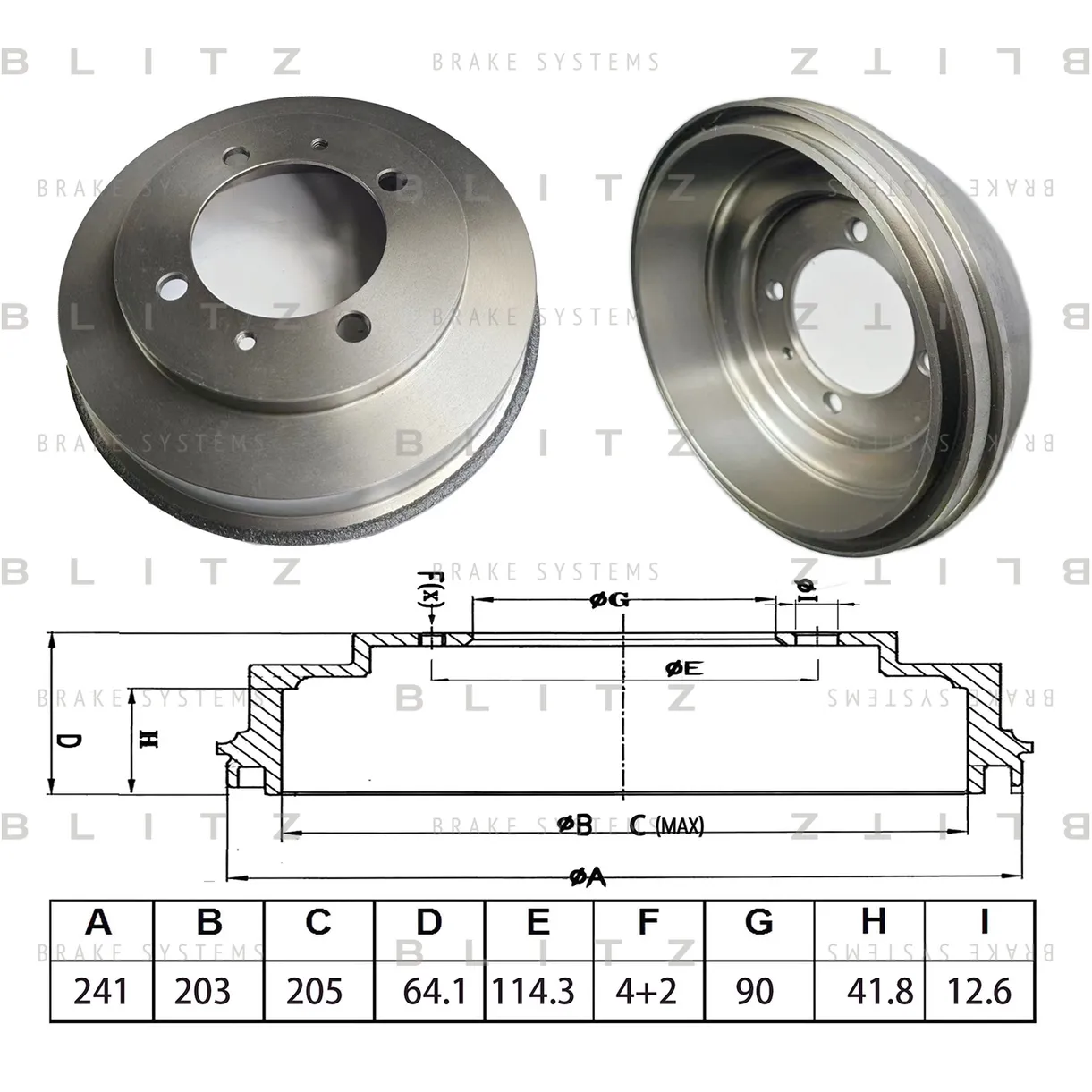 Барабан тормозной MITSUBISHI Carisma 95->/Lancer V 92->/Space Star 9 BLITZ BT0154